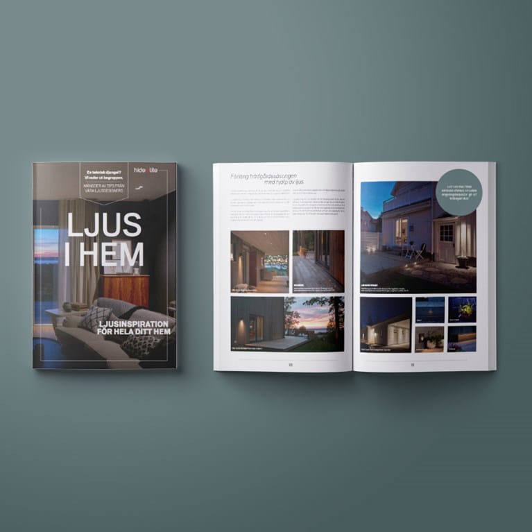 A mockup on the catalog Ljus i hem. A catalog which shows our lighting range for home environment.