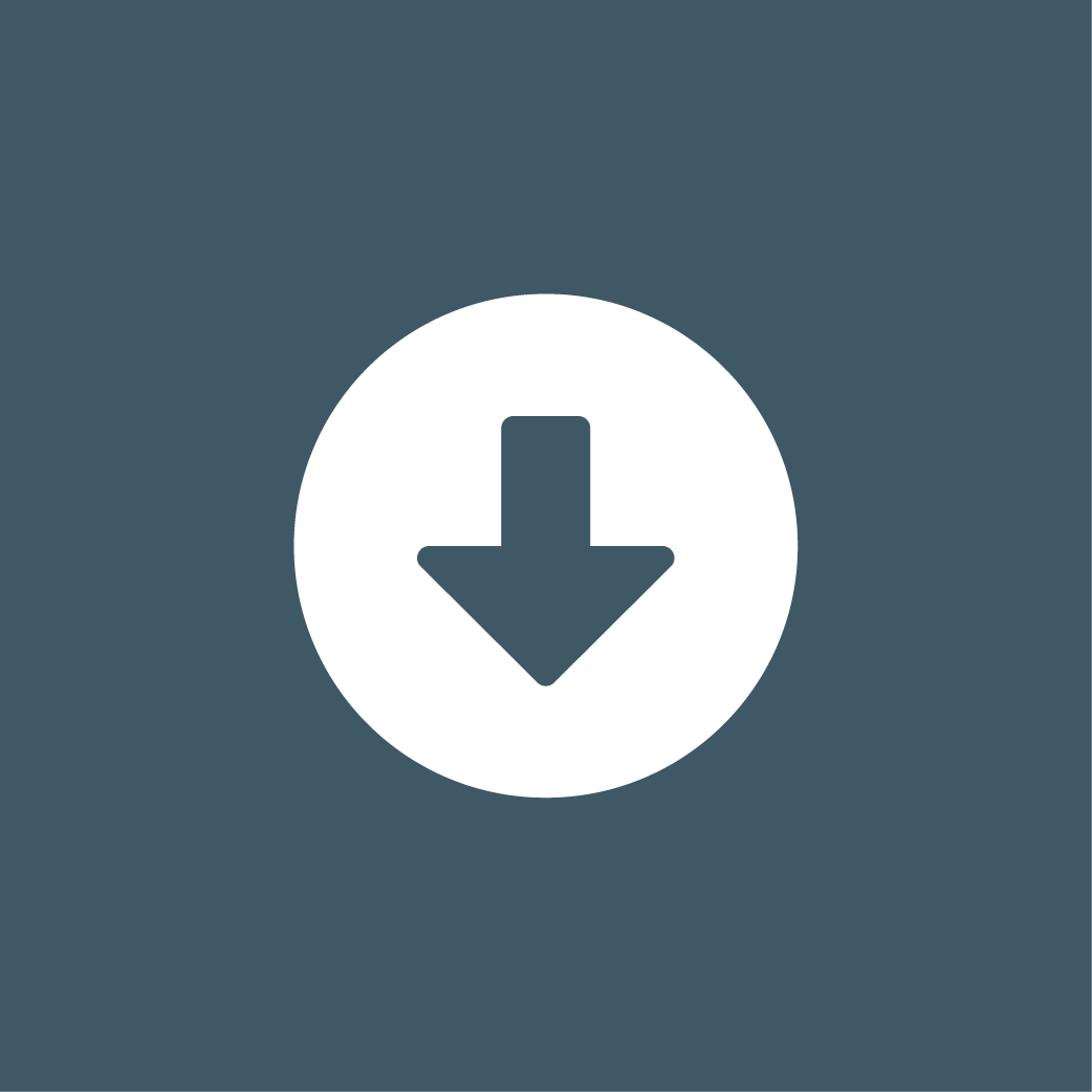 På blå bakgrund syns ikonen för nedladdning.