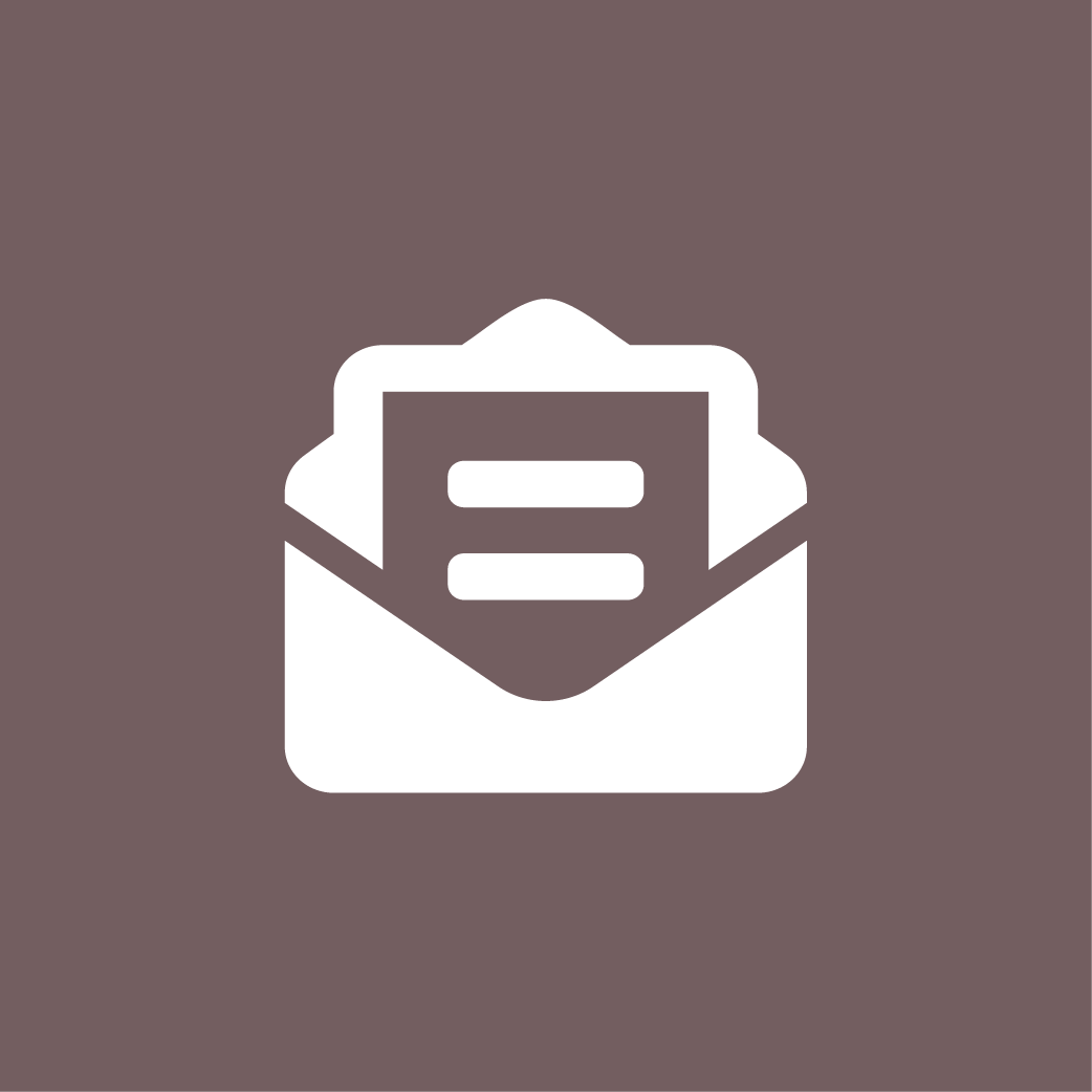 På lila bakgrund syns ikonen för nyhetsmail.