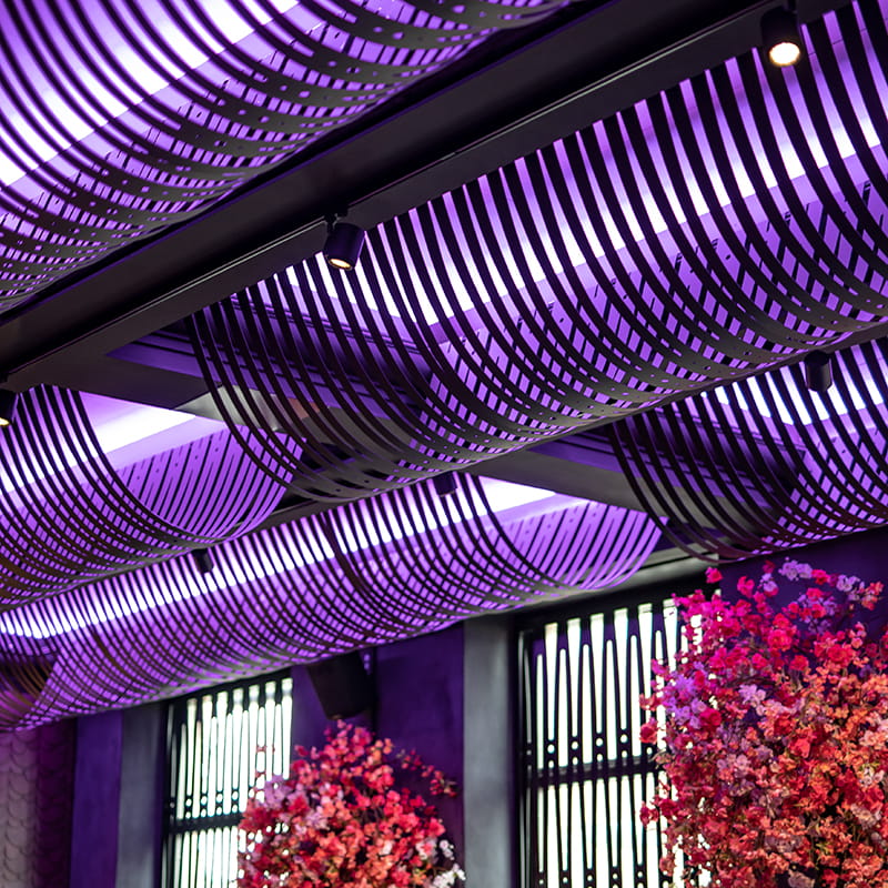 Focus Track fra Hide-a-lite skaper atmosfærisk belysning i en restaurant