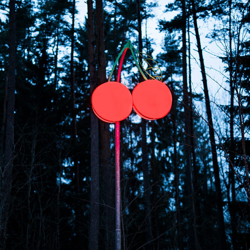 Kreativ belysningsløsning i området af kantarellen i Vetlanda.