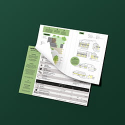 En mockup fra Hidealite, som viser en hurtig guide til udendørsbelysning.