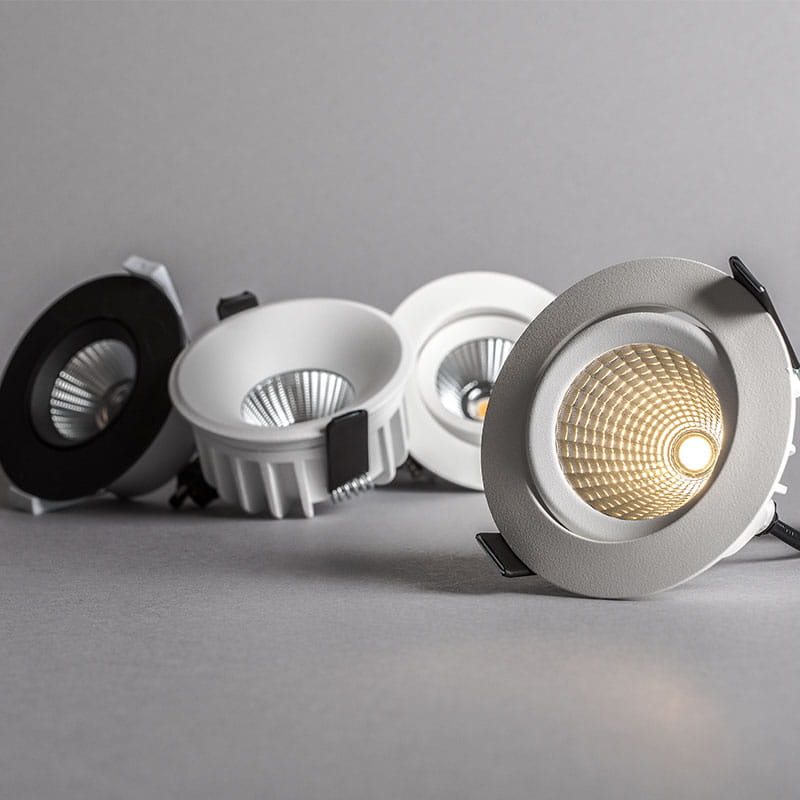 Hidealites produktfamilj av downlights för nedladdning av dimmerlistor.