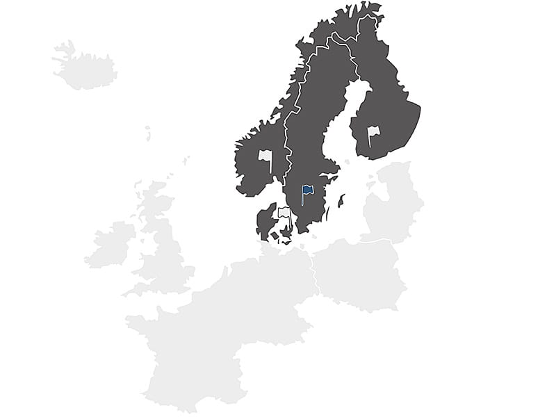 En karta som visar de marknader Hide-a-lite finns på. 