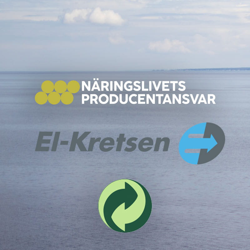 Havet och himlen med logotyper på